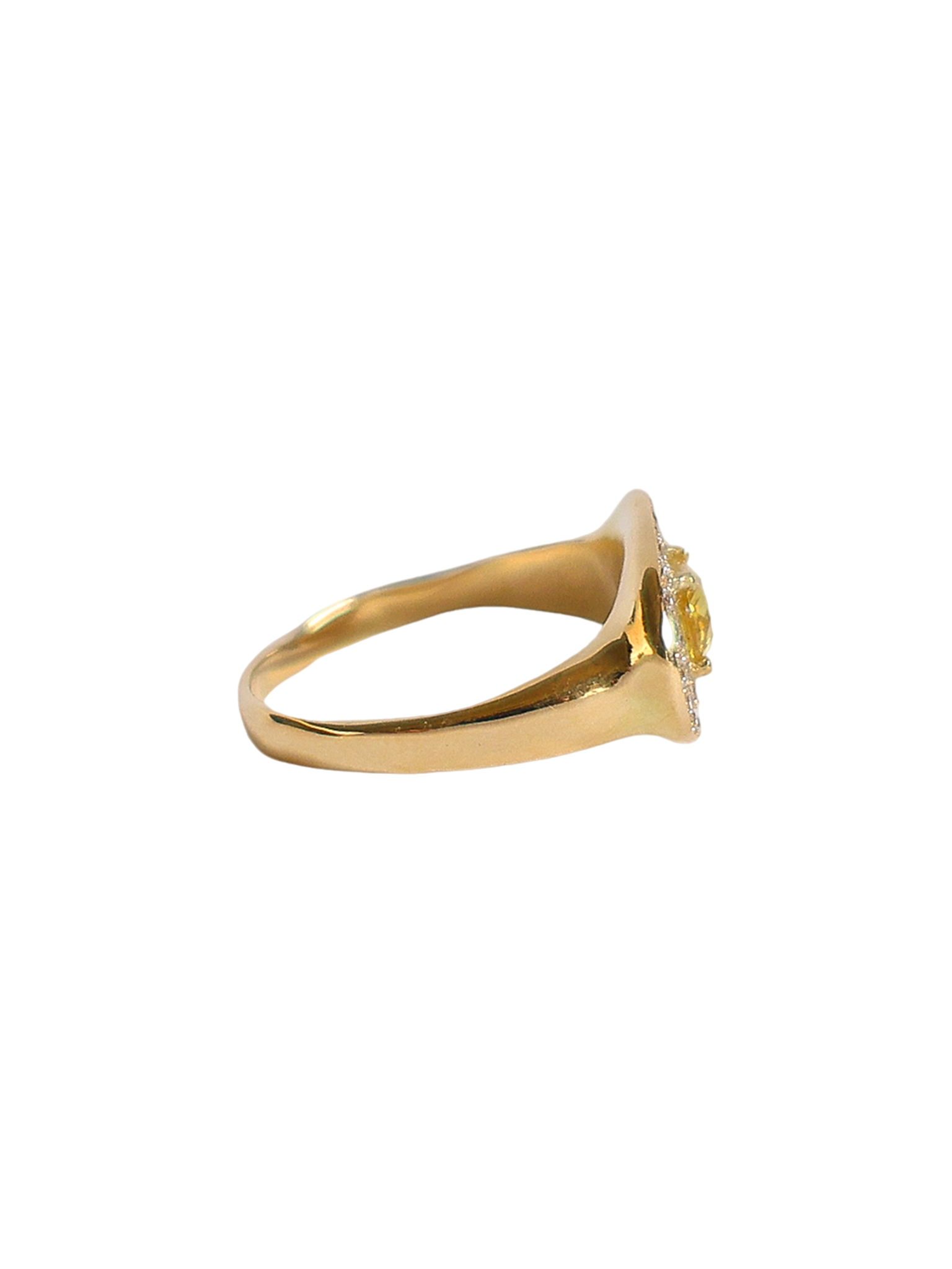 Theseus ring with yellow sapphire and diamond - solid gold